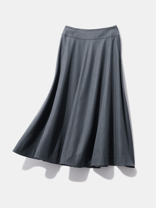シャンブレーボリュームフレアスカート