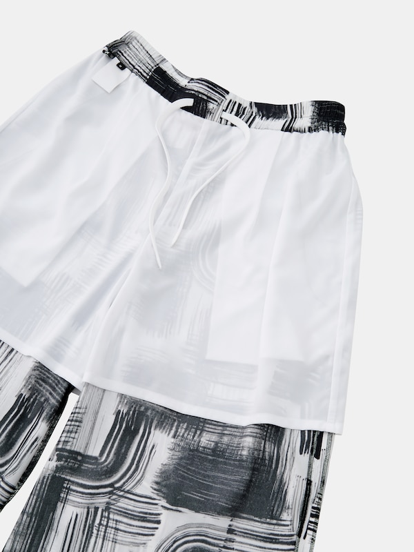 ペイントアートプリントイージーストレートパンツ