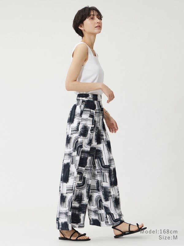 ペイントアートプリントイージーストレートパンツ