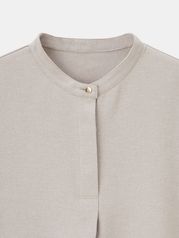 メタルボタンバンドカラーシャツパンツセットアップ