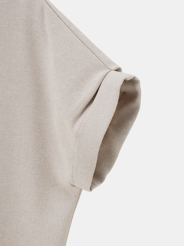 メタルボタンバンドカラーシャツパンツセットアップ