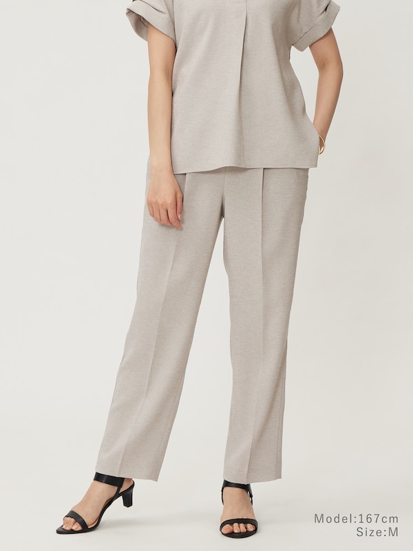 メタルボタンバンドカラーシャツパンツセットアップ