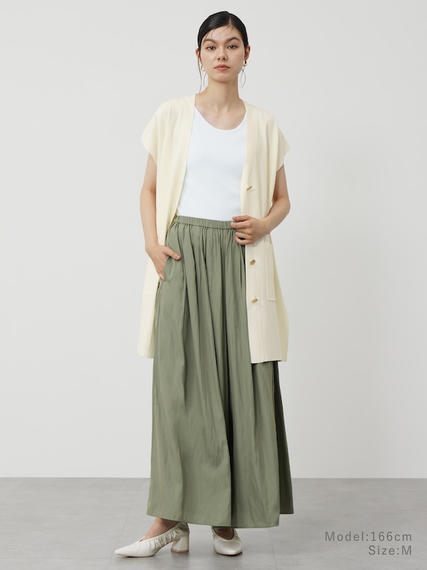 タックギャザーイージーワイドパンツ