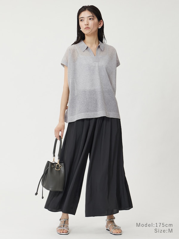 タックギャザーイージーワイドパンツ