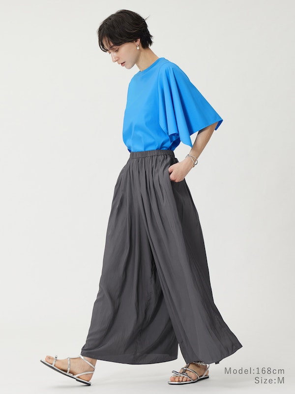 タックギャザーイージーワイドパンツ