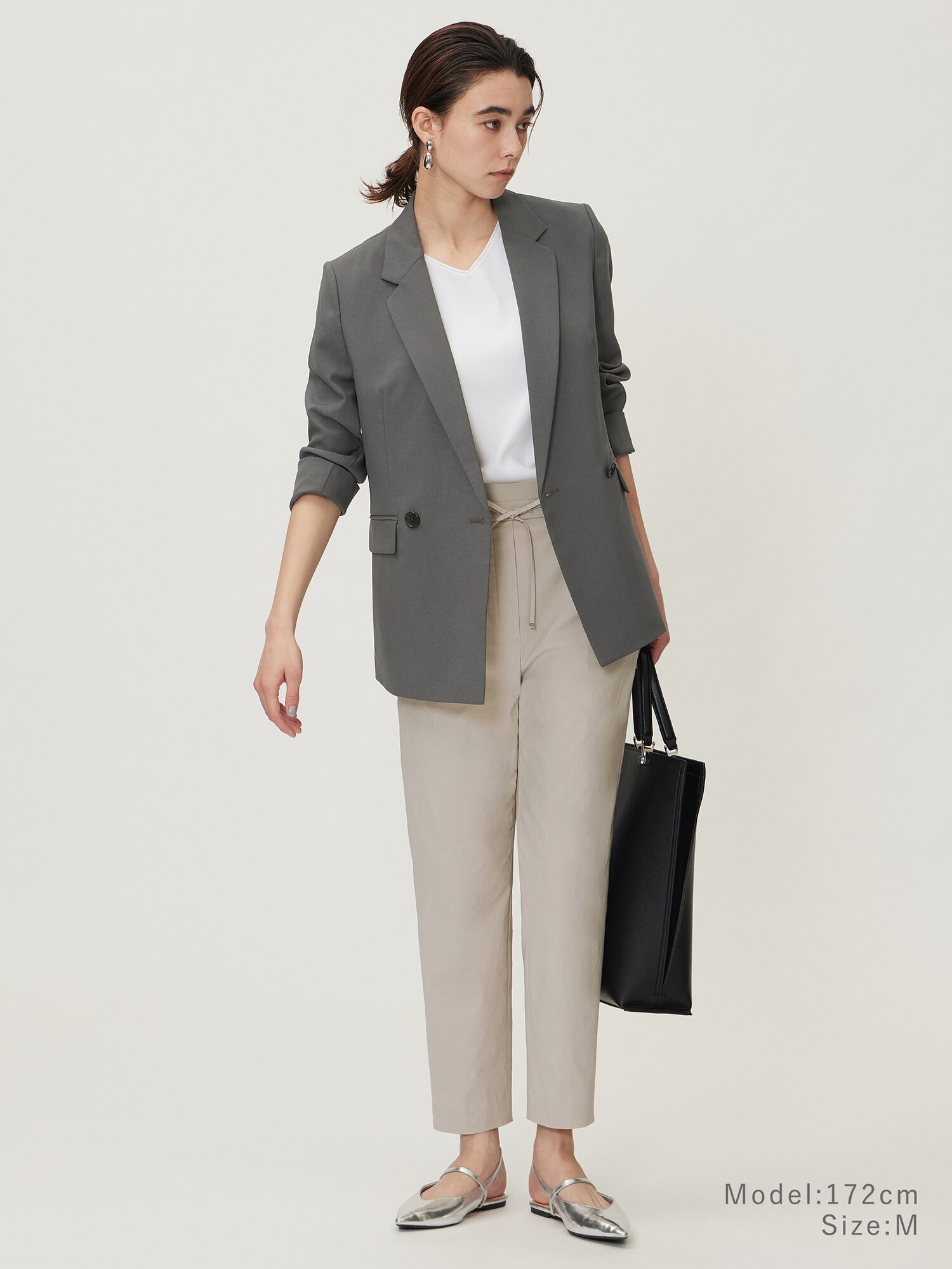 美品 PLST 希少な4 白グレージュ系 ストレッチパンツ