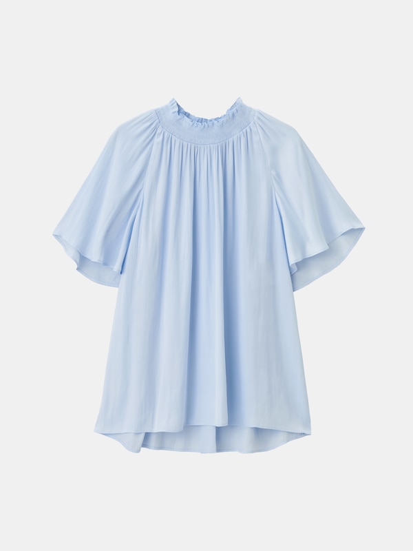 ライトサテンシャーリングギャザーブラウス