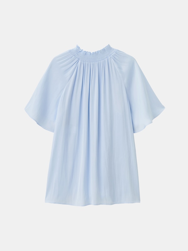 ライトサテンシャーリングギャザーブラウス