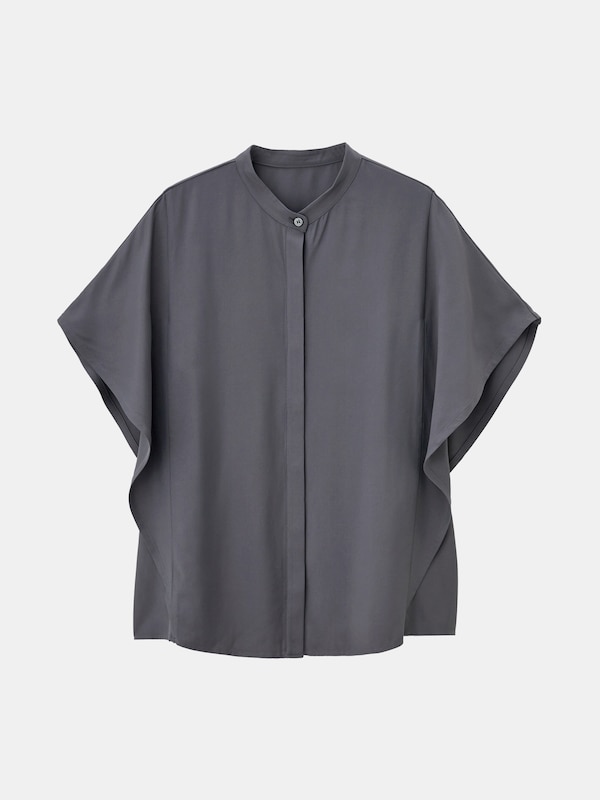 バンドカラーパネルスリーブシャツ