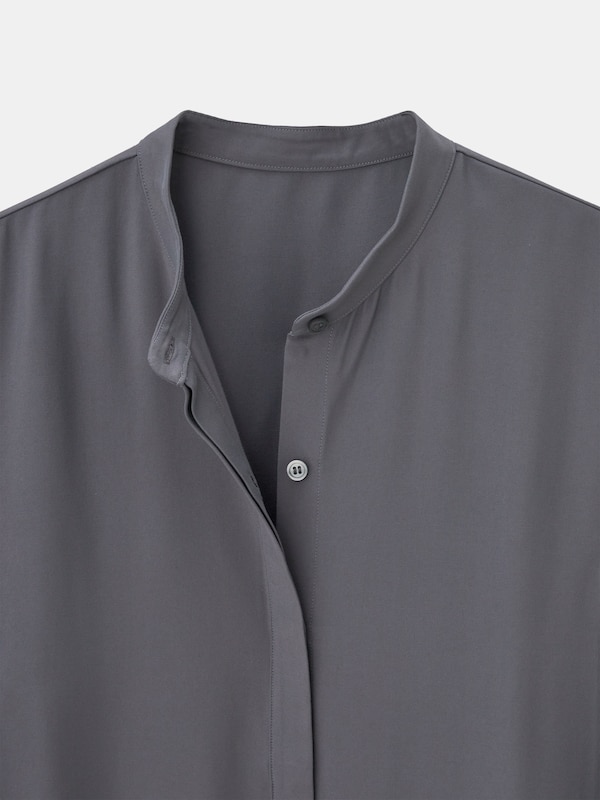 バンドカラーパネルスリーブシャツ