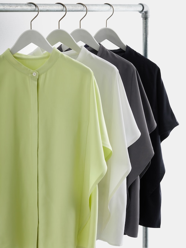 バンドカラーパネルスリーブシャツ