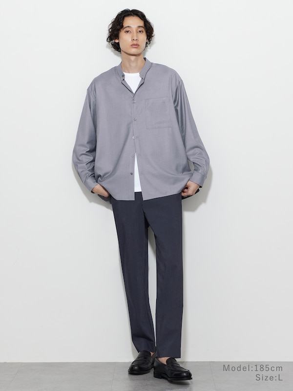 ストレッチリネンミックススリムテーパードパンツ