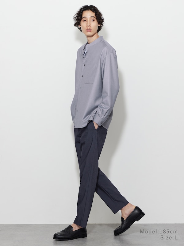 ストレッチリネンミックススリムテーパードパンツ