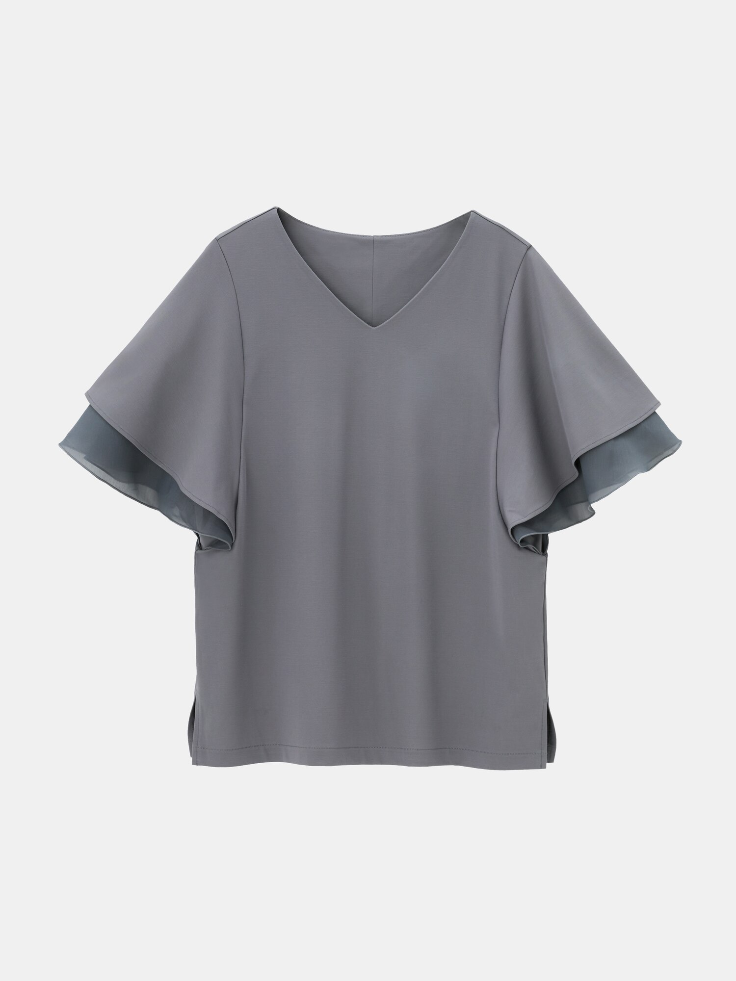 【新品】プラステ　シアーフレアスリーブTシャツ　M ホワイト PLST(プラステ)公式 | シアーフレアスリーブTシャツ