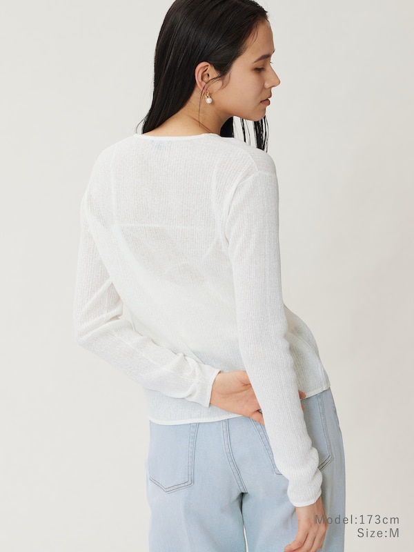 リネンブレンドリブカーディガン