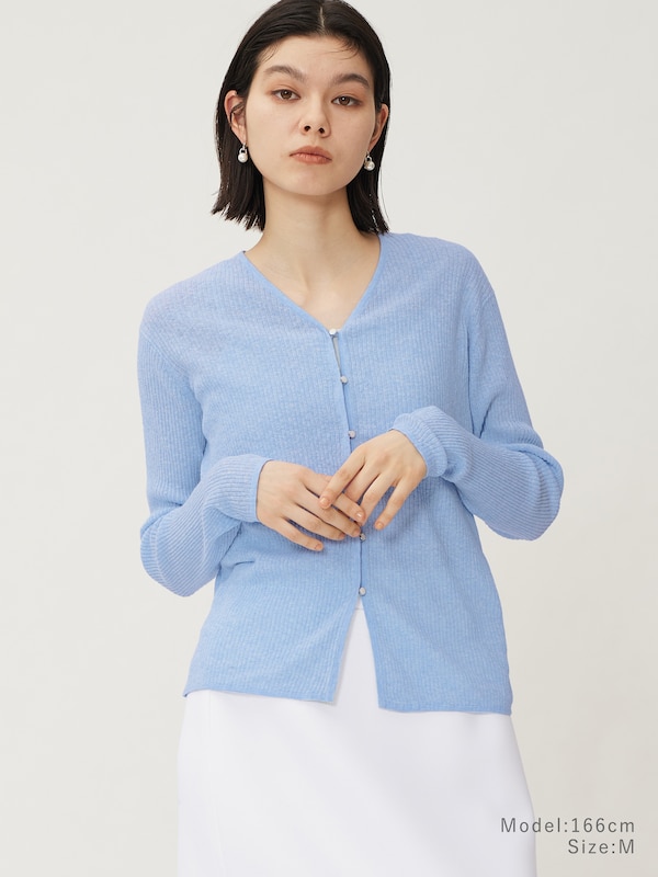 リネンブレンドリブカーディガン
