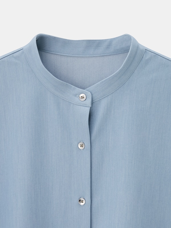 シャンブレーバンドカラーシャツ