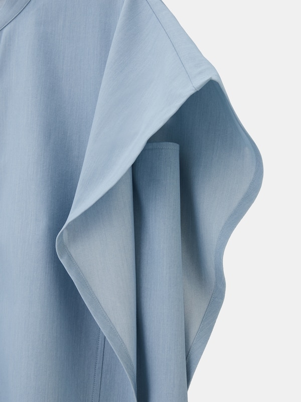 シャンブレーバンドカラーシャツ