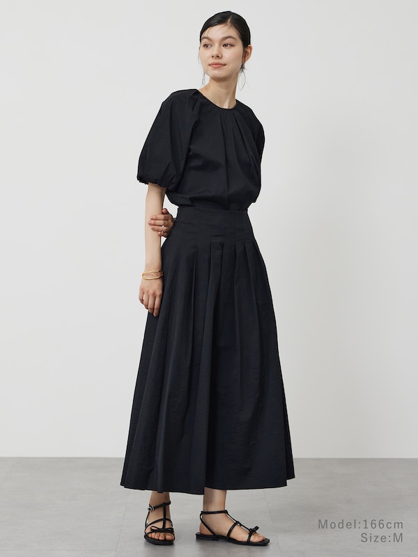 ハイストレッチナイロンタックフレアスカート