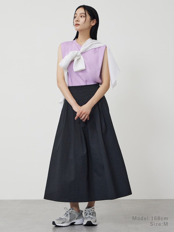 ハイストレッチナイロンタックフレアスカート