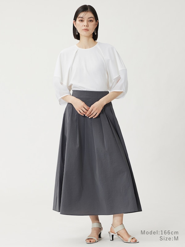 ハイストレッチナイロンタックフレアスカート