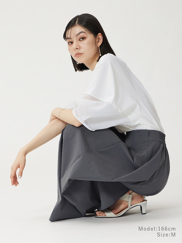 ハイストレッチナイロンタックフレアスカート