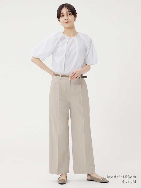 ハイストレッチナイロンパフスリーブブラウス