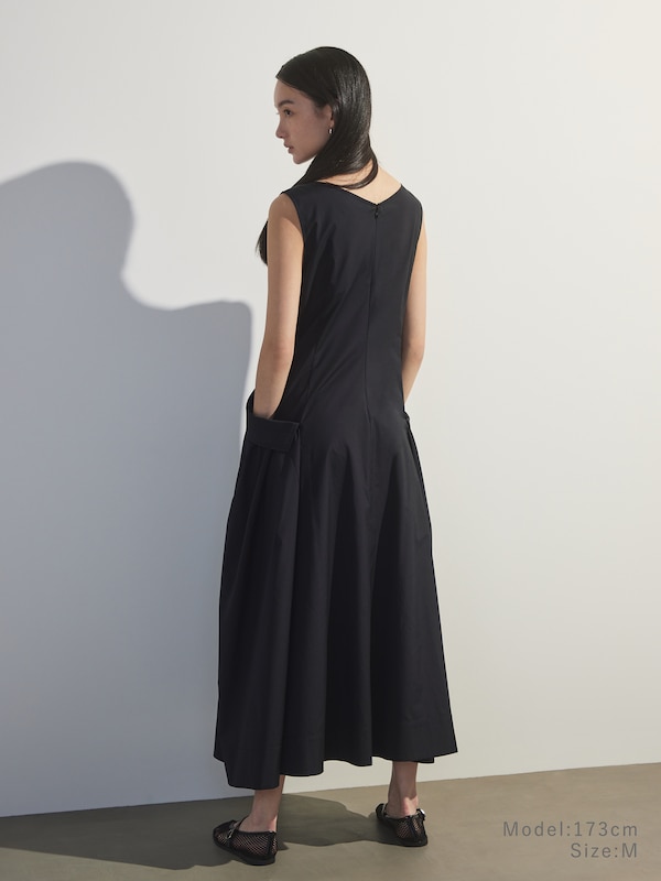 コットンブレンドノースリーブワンピース