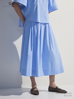 コットンブレンドダブルタックフレアスカート