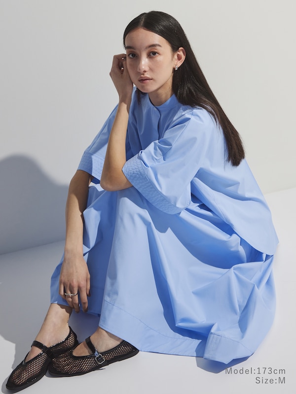 コットンブレンドダブルタックフレアスカート