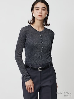 ラメシアーリブヘンリーネックセーター