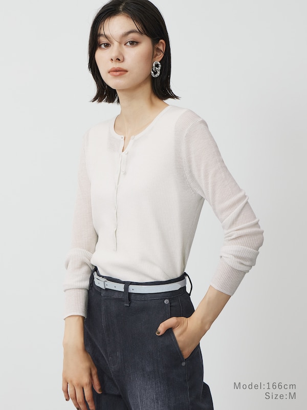 ラメシアーリブヘンリーネックセーター