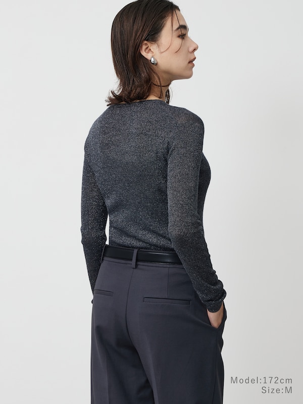 ラメシアーリブヘンリーネックセーター