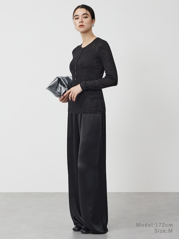 ラメシアーリブヘンリーネックセーター