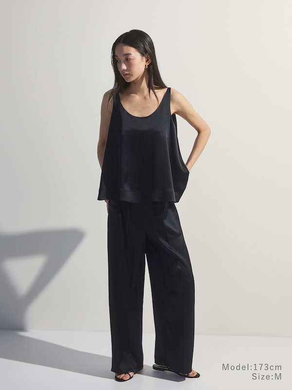 トリアセサテンノースリーブブラウス