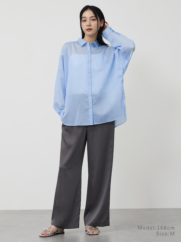 サテンドローストリングイージーパンツ