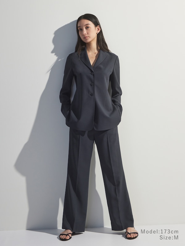 ウールブレンドストレートパンツ