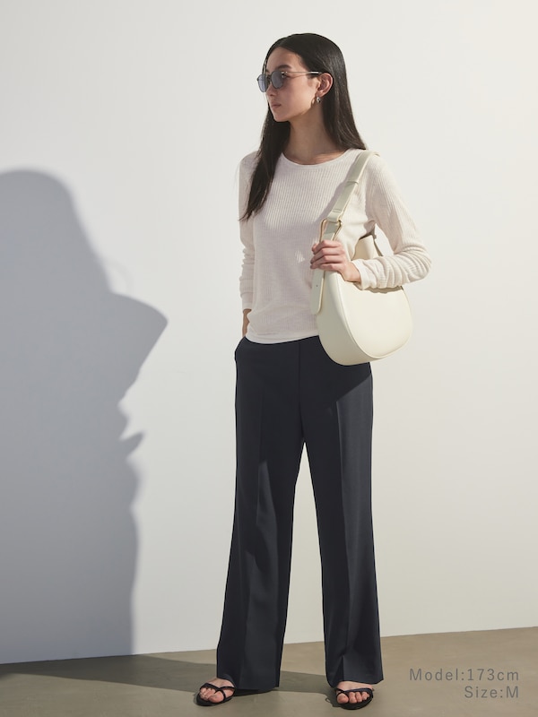 ウールブレンドストレートパンツ