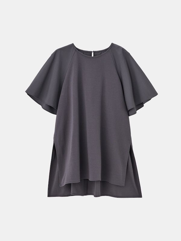 ファブリックコンビフレアスリーブチュニックＴシャツ