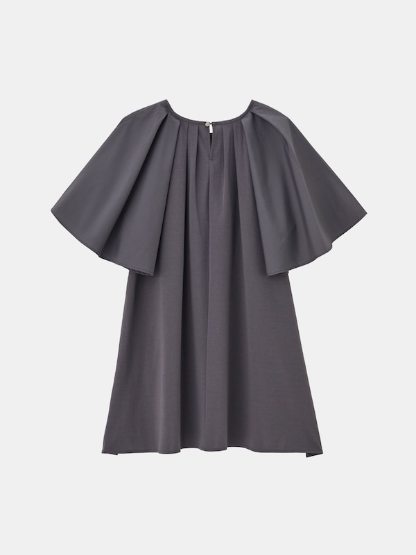ファブリックコンビフレアスリーブチュニックＴシャツ