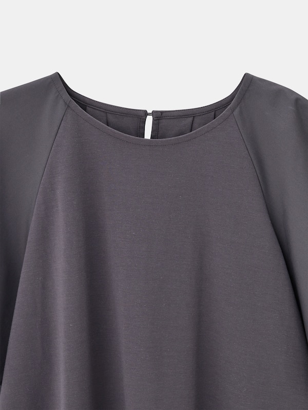 ファブリックコンビフレアスリーブチュニックＴシャツ