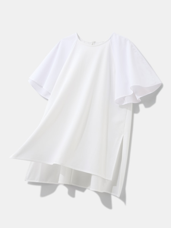 ファブリックコンビフレアスリーブチュニックＴシャツ