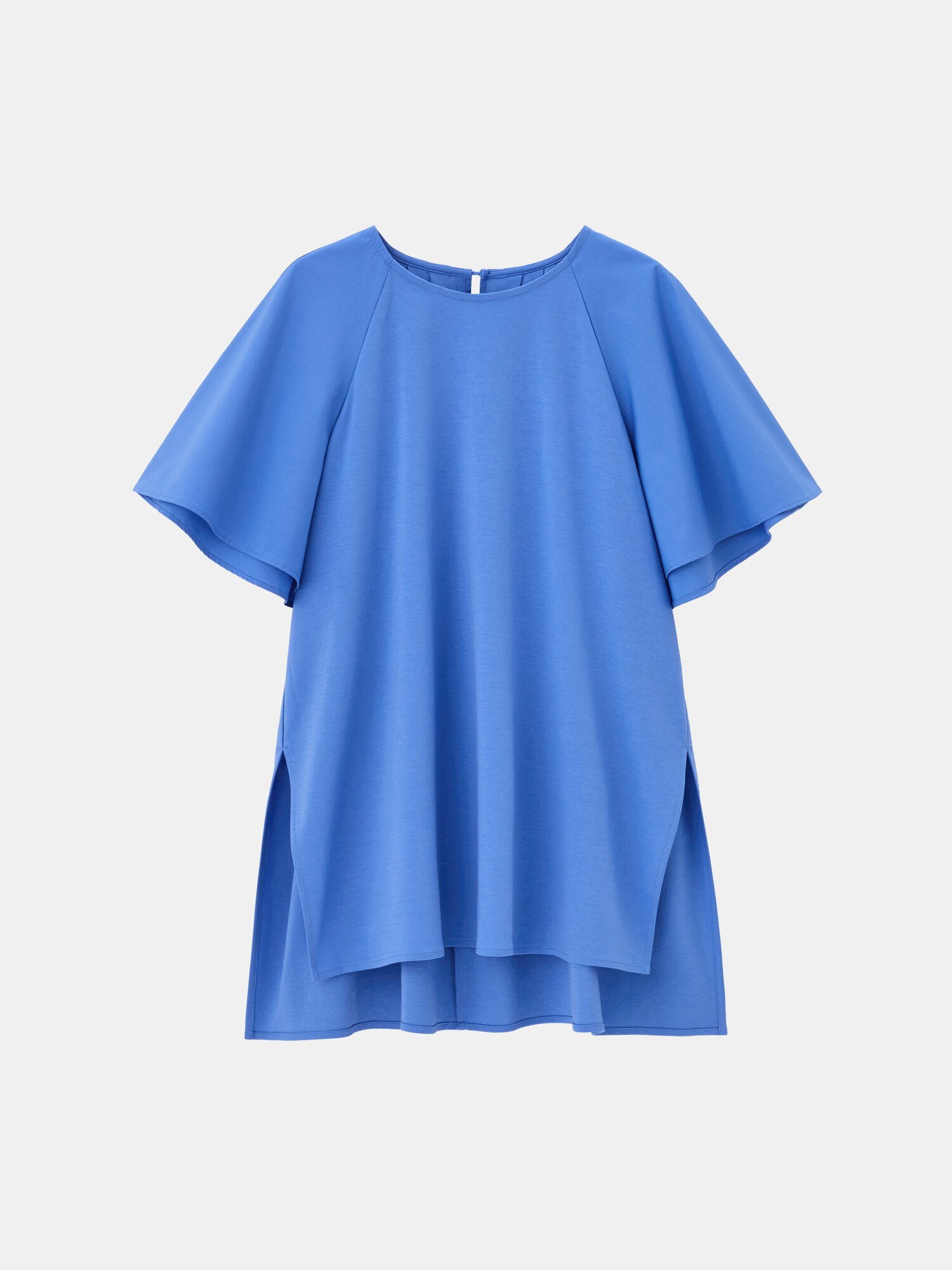 値下げしました！PLEATS PLEASE 青プルオーバー 半袖 フレアスリーブ PLST(プラステ)公式 | ファブリックコンビフレアスリーブチュニックT