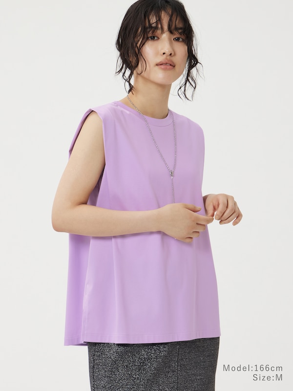 グロスジャージータックノースリーブTシャツ