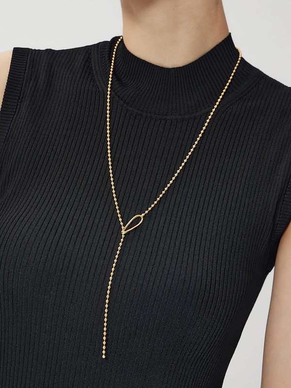 ボールチェーンラリエットネックレス