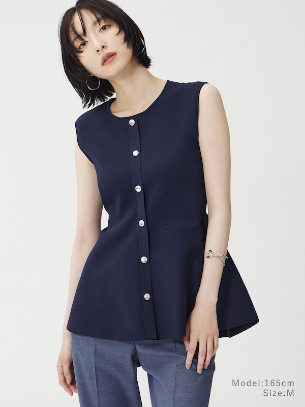 ホールガーメント®ペプラムノースリーブセーター