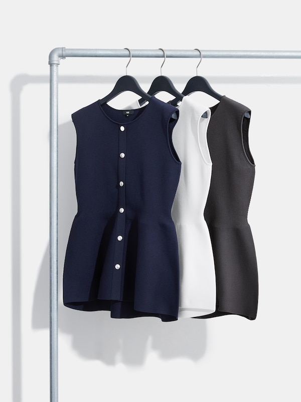 ホールガーメント®ペプラムノースリーブセーター