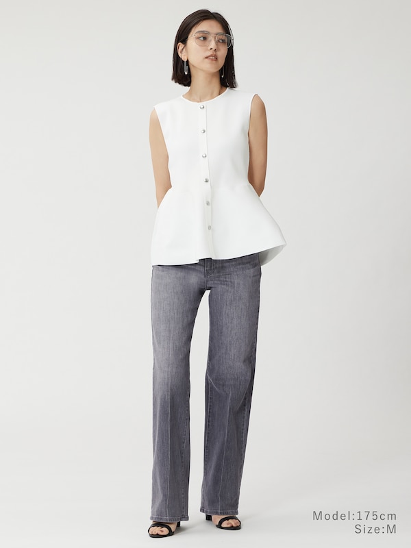 ホールガーメント®ペプラムノースリーブセーター