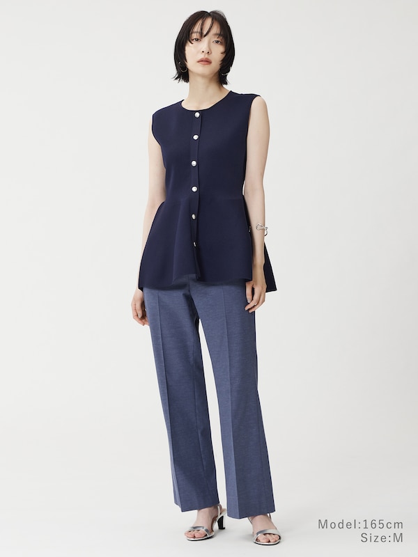 ホールガーメント®ペプラムノースリーブセーター