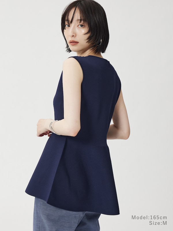 ホールガーメント®ペプラムノースリーブセーター